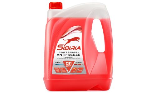 Антифриз Sibiria Professional Antifreeze G11, красный, флуоресцентный, -40°C, 5кг, арт. 800163