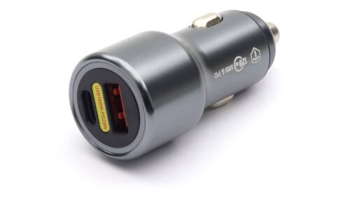 Зарядное устройство в прикуриватель Dual USB Car Charger Adapter, 12/24В, 1xUSB (5В/5А–20В/5А), 1xUSB Type-C (9В/2.22А), 66Вт, с функциями Power Delivery и Quick Charge, арт. F-024