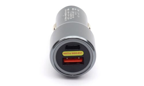Зарядное устройство в прикуриватель Dual USB Car Charger Adapter, 12/24В, 1xUSB (5В/5А–20В/5А), 1xUSB Type-C (9В/2.22А), 66Вт, с функциями Power Delivery и Quick Charge, арт. F-024