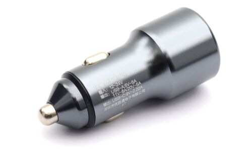 Зарядное устройство в прикуриватель Dual USB Car Charger Adapter, 12/24В, 1xUSB (5В/5А–20В/5А), 1xUSB Type-C (9В/2.22А), 66Вт, с функциями Power Delivery и Quick Charge, арт. F-024