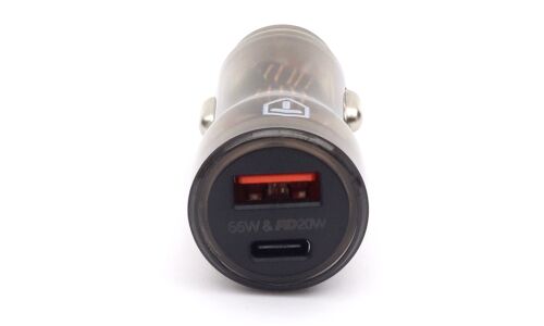 Зарядное устройство в прикуриватель Dual USB Car Charger Adapter, 12/24В, 1xUSB (5В/5А–11В/6А), 1xUSB Type-C (9В/2.22А), 66Вт, с функциями Power Delivery и Quick Charge, арт. F-025