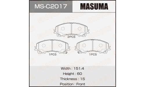 Колодки тормозные дисковые Masuma, передние, комплект на ось (4 шт), арт. MS-C2017