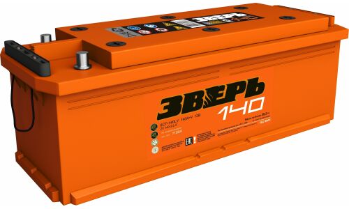 Аккумулятор Зверь ТТ L7R (6СТ-140LУ / 140-3-L-K), 140Ач, ССА 1100А, обслуживаемый