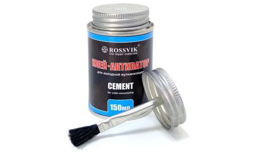Клей активатор ROSSVIK Cement For Cold Vulcanizing, для холодной вулканизации, банка 150мл (с кистью), арт. K.015.K.2