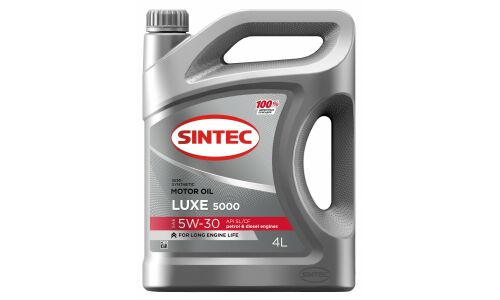 Масло моторное Sintec Luxe 5000 5w30, полусинтетическое, API SL/CF, ACEA A3/B4, универсальное, 4л, арт. 600245