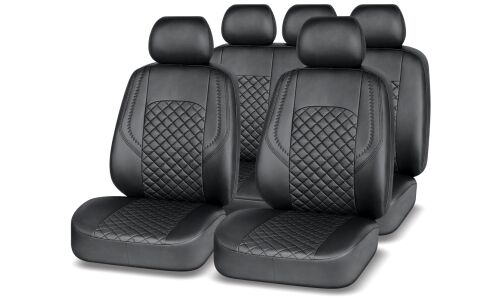 Чехлы Autopremier Grand, для переднего и заднего ряда, экокожа, черный цвет, 11 предметов, арт. GND1000