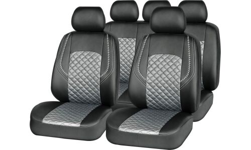 Чехлы Autopremier Grand, для переднего и заднего ряда, экокожа, черно-серый цвет, 11 предметов, арт. GND1440