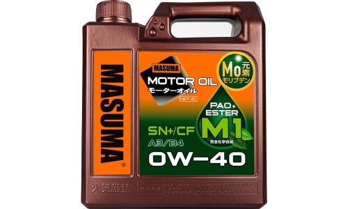 Масло моторное Masuma Motor Oil M1 0w40, синтетическое, API SN+/CF, ACEA A3/B4, универсальное, 4л, арт. M-1005E