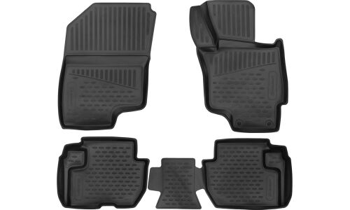 Коврики модельные Autofamily Element 3D для Mitsubishi Outlander 2012-2020 (правый руль), для переднего и заднего ряда, полиуретан, черный цвет, 4 шт, арт. ELEMENT3DAN0111210