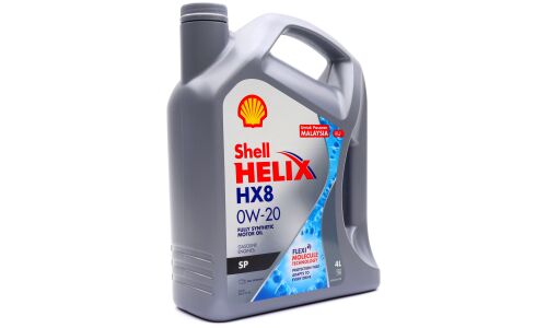 Масло моторное Shell Helix HX8 0w20, синтетическое, API SP, ILSAC GF-6A, для бензинового двигателя, 4л, арт. 550063126