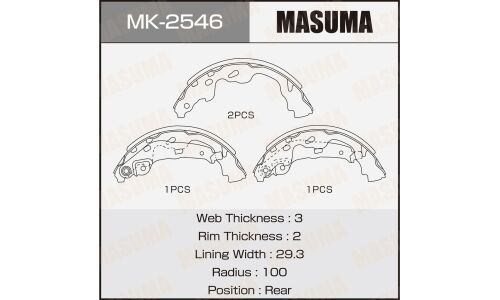 Колодки тормозные барабанные Masuma, комплект на ось (4 шт), арт. MK-2546