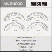 Колодки тормозные барабанные Masuma, комплект на ось (4 шт), арт. MK-E4000