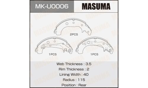 Колодки тормозные барабанные Masuma, комплект на ось (4 шт), арт. MK-U0006