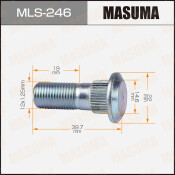 Шпилька колесная Masuma, для Nissan, M12x1.25(R), длина 39.7мм, арт. MLS-246