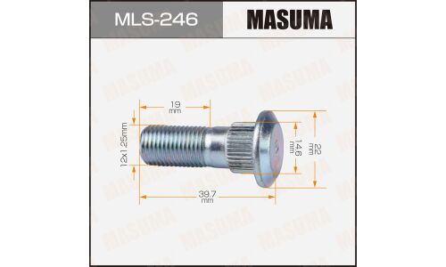 Шпилька колесная Masuma, для Nissan, M12x1.25(R), длина 39.7мм, арт. MLS-246