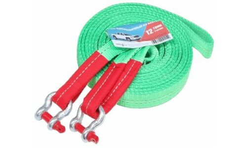 Трос буксировочный Zapas-Pro, строп лента, скобы, нагрузка до 12т, длина 6м