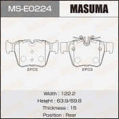Колодки тормозные дисковые Masuma, задние, комплект на ось (4 шт), арт. MS-E0224