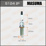 Свеча зажигания Masuma Iridium+Platinum с иридиевым/платиновым электродом, арт. S124IP