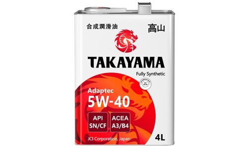 Масло моторное Takayama Adaptec 5w40, синтетическое, API SN/CF, ACEA A3/B4, JASO MA-2, универсальное, 4л, арт. 605587