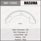 Колодки тормозные барабанные Masuma, для Infiniti QX56, комплект на ось (4 шт), арт. MK-1522