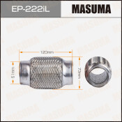Гофра глушителя Masuma, Interlock, 51x120мм, усиленная, 3-слойная, арт. EP-222iL
