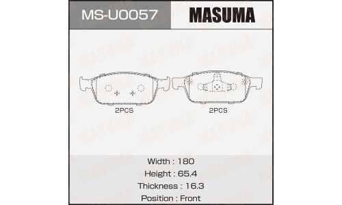 Колодки тормозные дисковые Masuma, передние, комплект на ось (4 шт), арт. MS-U0057