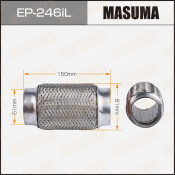 Гофра глушителя Masuma, Interlock, 61x150мм, усиленная, 3-слойная, арт. EP-246iL