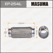 Гофра глушителя Masuma, Interlock, 65x200мм, усиленная, 3-слойная, арт. EP-254iL