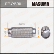 Гофра глушителя Masuma, Interlock, 76x255мм, усиленная, 3-слойная, арт. EP-263iL