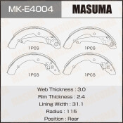 Колодки тормозные барабанные Masuma, комплект на ось (4 шт), арт. MK-E4004