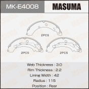 Колодки тормозные барабанные Masuma, комплект на ось (4 шт), арт. MK-E4008