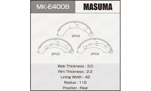 Колодки тормозные барабанные Masuma, комплект на ось (4 шт), арт. MK-E4008
