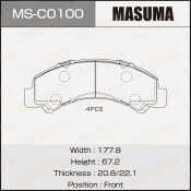 Колодки тормозные барабанные Masuma, комплект на ось (4 шт), арт. MS-C0100