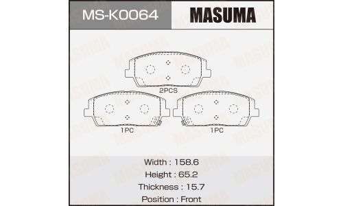 Колодки тормозные дисковые Masuma, передние, комплект на ось (4 шт), арт. MS-K0064