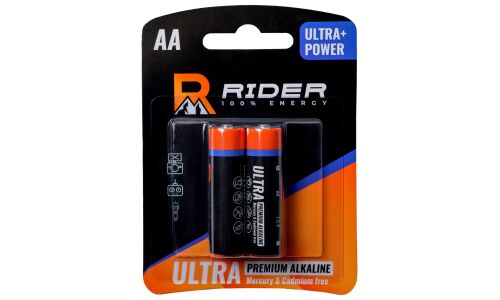 Батарейка щелочная Rider Ultra+ Power Premium Alkaline, AA (LR6), 1.5В, 2 шт, арт. 0257/0264