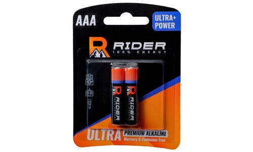 Батарейка щелочная Rider Ultra+ Power Premium Alkaline, AAA (LR03), 1.5В, 2 шт, арт. 0271/0288/3474