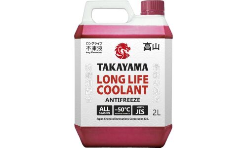Антифриз Takayama Long Life Coolant Red, P-OAT, LLC, красный, флуоресцентный, -50°C, 2л, арт. 700507