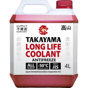 Антифриз Takayama Long Life Coolant Red, P-OAT, LLC, красный, флуоресцентный, -50°C, 4л, арт. 700508