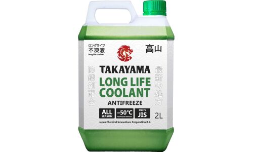 Антифриз Takayama Long Life Coolant Green, P-OAT, LLC, зелёный, флуоресцентный, -50°C, 2л, арт. 700503