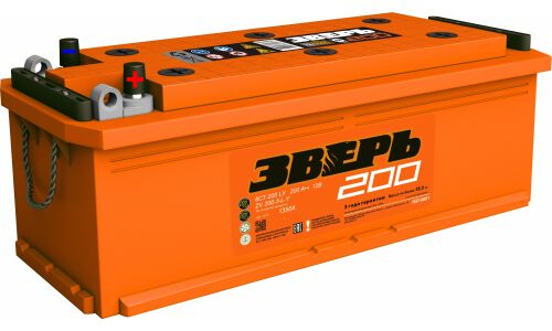 Аккумулятор Зверь ТТ L8R/LN8R (6СТ-200LУ/200-3-L-У), 200Ач, ССА 1350А, обслуживаемый, униклемы