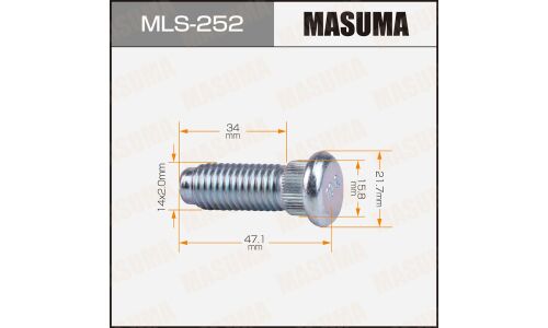 Шпилька колесная Masuma, для Ford, M14x2(R), длина 47.1мм, арт. MLS-252