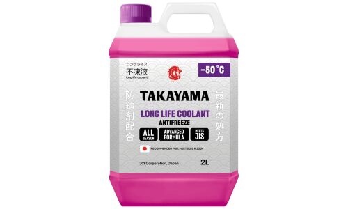 Антифриз Takayama Long Life Coolant Hybrid, P-OAT, LLC, фиолетовый, -50°C, 2л, арт. 700505