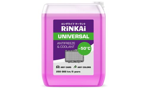 Антифриз Rinkai Universal Antifreeze & Coolant, G12++, розовый, -50°C, 20кг, арт. AFV20