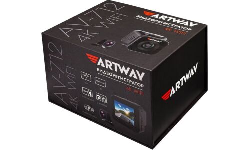 Видеорегистратор ARTWAY AV-712 UltraHD(4K), 8Мп, 3840x2160, обзор 170°, экран 2", WiFi, 2 камеры