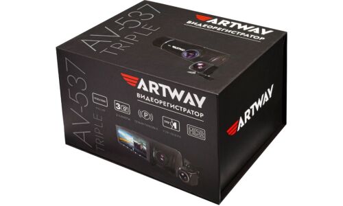 Видеорегистратор ARTWAY  AV-537 FullHD, 1920x1080, обзор 170°, экран 2.8", 3 камеры