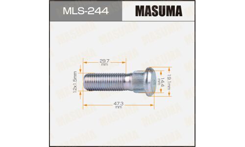 Шпилька колесная Masuma MLS-244, для Mitsubishi, M12x1.5(R), длина 47.3мм, арт. MLS-244