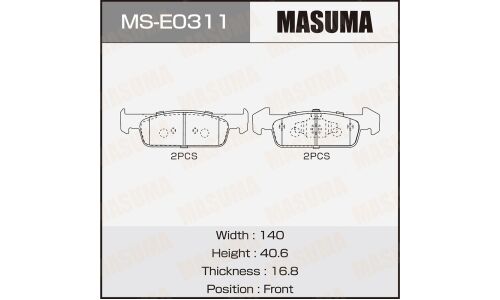 Колодки тормозные дисковые Masuma, передние, комплект на ось (4 шт), арт. MS-E0311