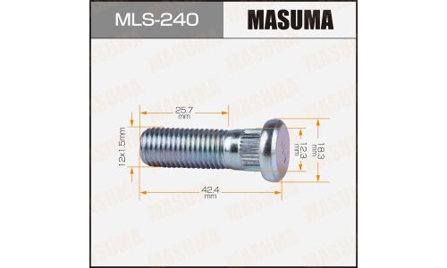 Шпилька колесная Masuma MLS-240, для Honda, M12x1.5(R), длина 42.4мм, 1 шт, арт. MLS-240