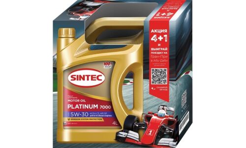 Масло моторное Sintec Platinum 7000 5w30, синтетическое, API SP, ACEA C2/C3, универсальное, промопак 4+1л, арт. 600225
