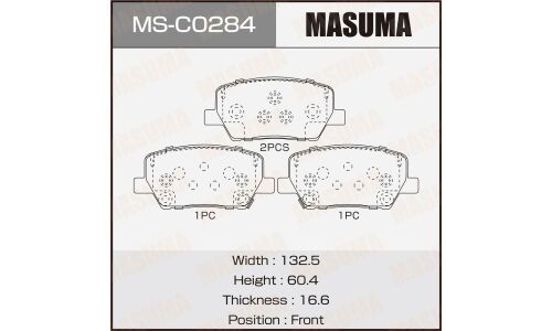 Колодки тормозные дисковые Masuma, передние, комплект на ось (4 шт), арт. MS-C0284